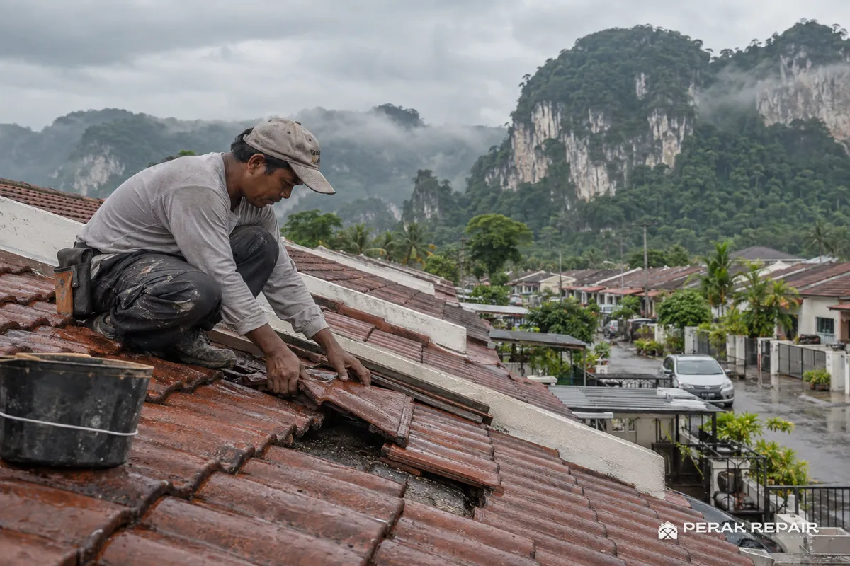 Tukang repair bumbung bocor rumah teres di Ipoh