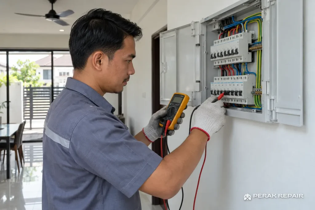 Wireman periksa DB box rumah di Ipoh